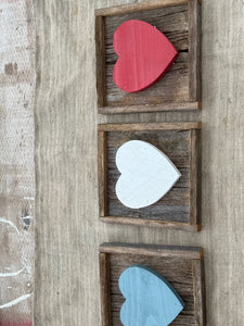 Hearts in barn board frame