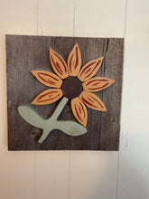 Load image into Gallery viewer, Small sunflower on barn board
