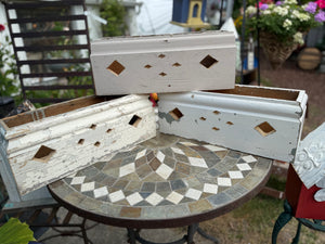 Antique wood box- Diamond cutouts