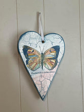 Load image into Gallery viewer, Wooden hanging hand painted hearts

