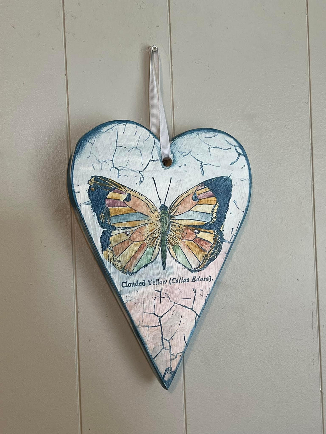 Wooden hanging hand painted hearts