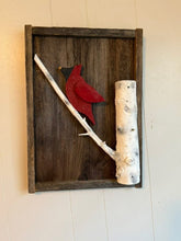 Load image into Gallery viewer, Barn board framed cardinal with branch
