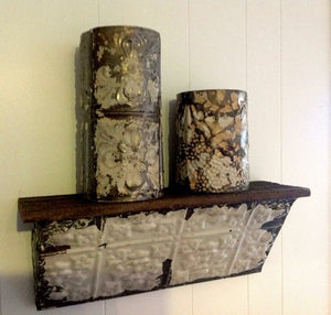 Antique embossed tin vases