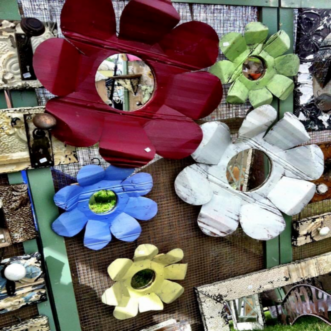 Hand Cut Outdoor Daisy Mirrors